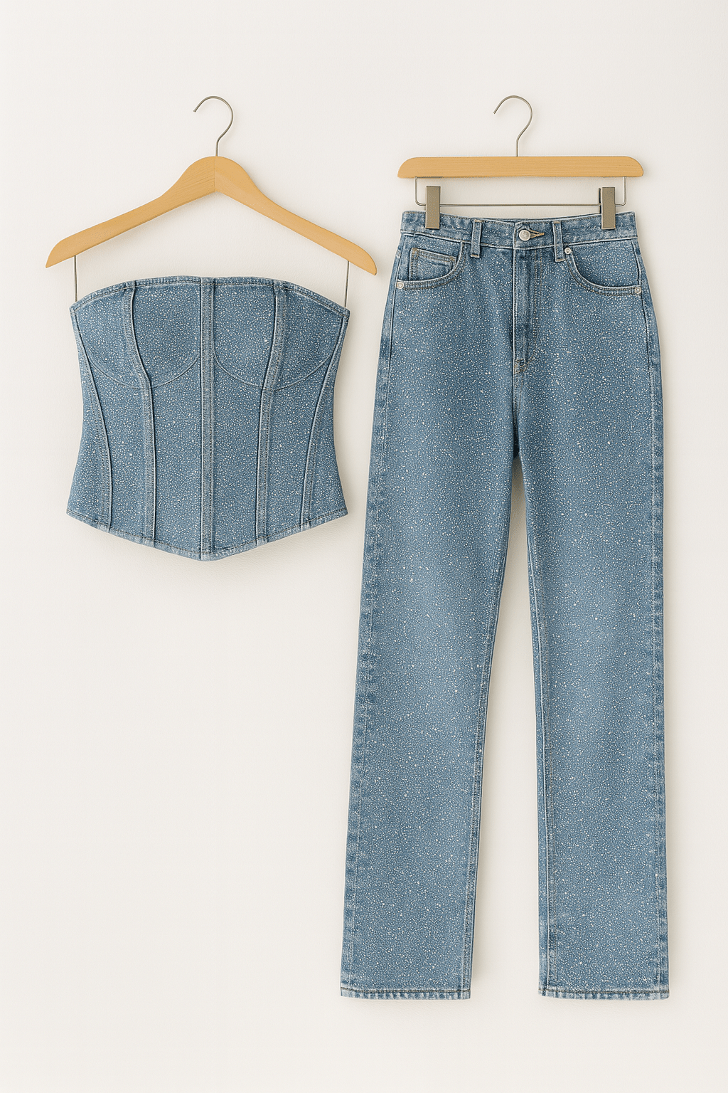 Damen Denim-Jumpsuit Ohne Träger Figurbetont