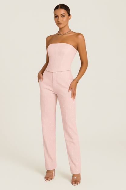 Damen Denim-Jumpsuit Ohne Träger Figurbetont
