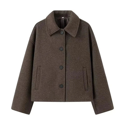 Damen Oversize Übergangsjacke Kurz-Mantel mit Knöpfen