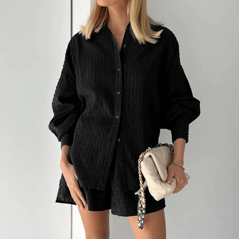 Damen Zweiteiler Bluse und Shorts Leicht Sommeroutfit