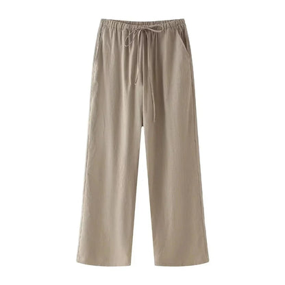 Damen Zweiteiler Set mit Bindegürtel und weite Hose Modern