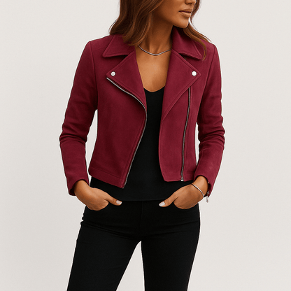 Herren Bikerjacke Wildlederimitat Reißverschluss