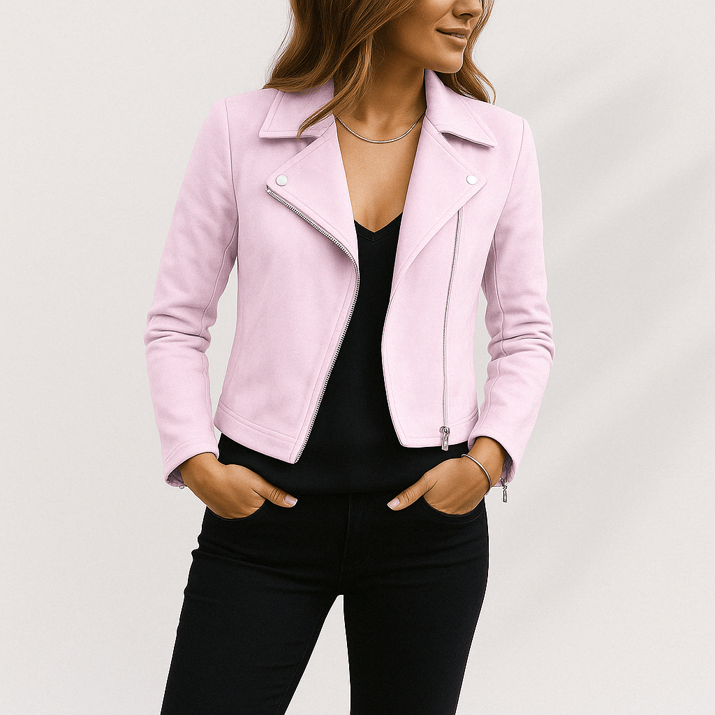 Herren Bikerjacke Wildlederimitat Reißverschluss