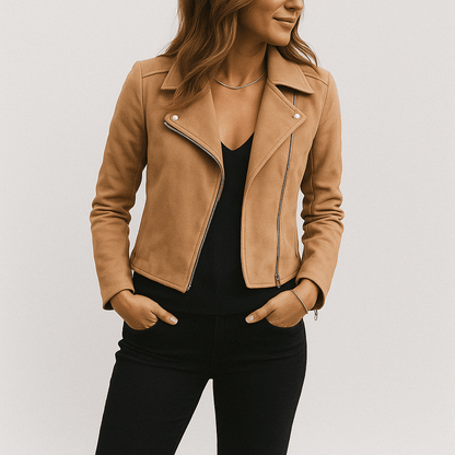 Mathilde Damen Bikerjacke Wildlederoptik