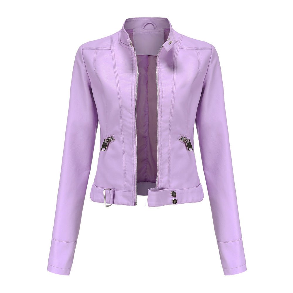 Leder-Bikerjacke Damen Kurz Reißverschluss
