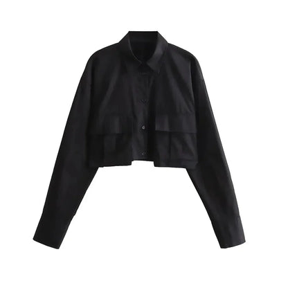 Norvielle Damen Cropped Hemd Baumwolle Bequem