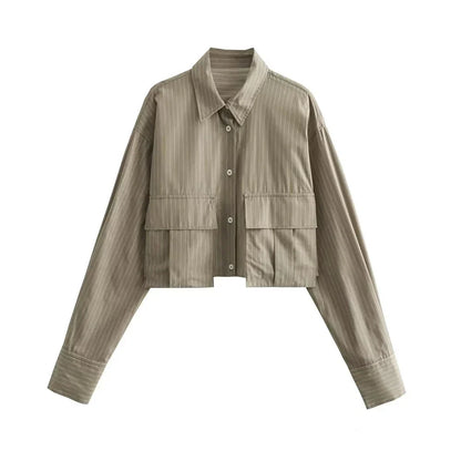 Norvielle Damen Cropped Hemd Baumwolle Bequem