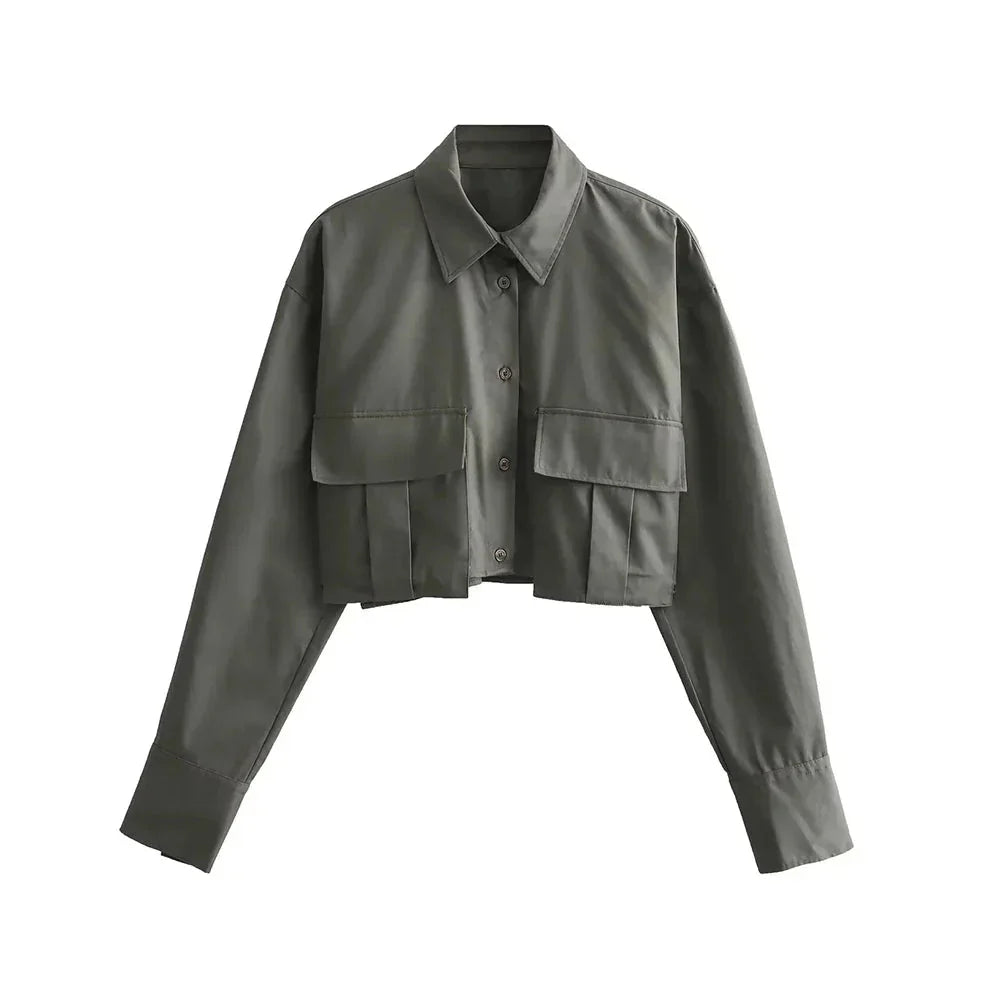 Norvielle Damen Cropped Hemd Baumwolle Bequem
