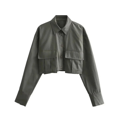 Norvielle Damen Cropped Hemd Baumwolle Bequem