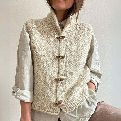 Damenweste Ärmellos Stricklook Daunenfüllung Schwarz - Norvielle