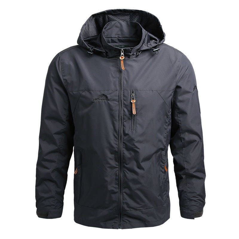 Outdoor-Jacke Herren Regulär Fit Wasserabweisend Verstellbare Kapuze