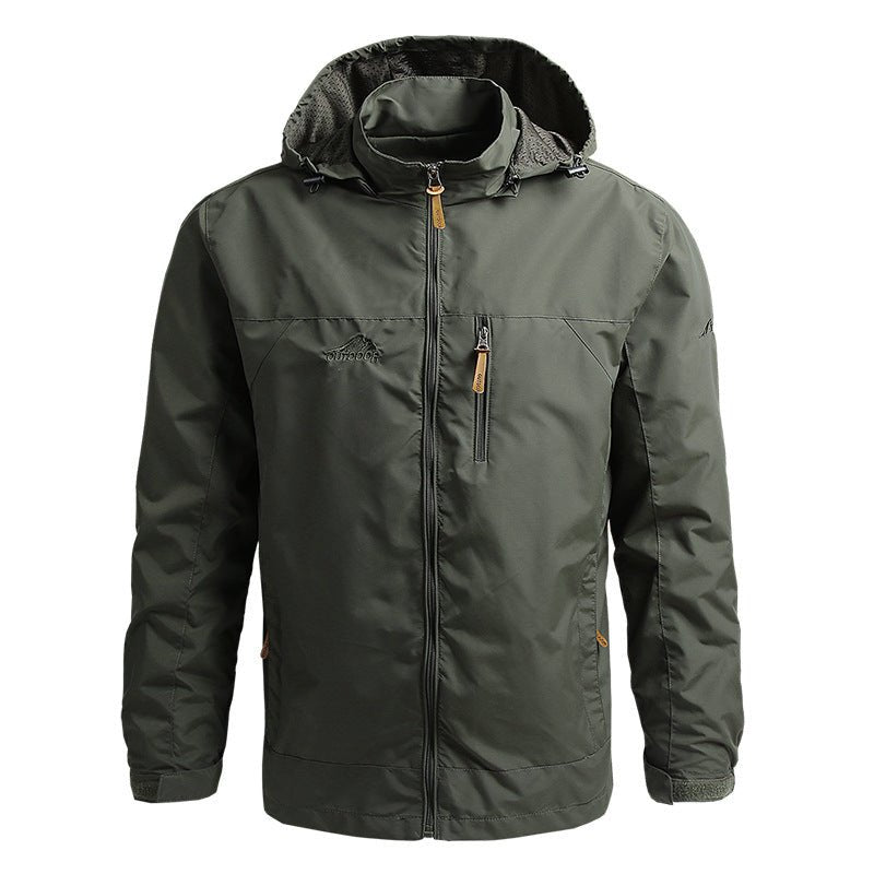Outdoor-Jacke Herren Regulär Fit Wasserabweisend Verstellbare Kapuze