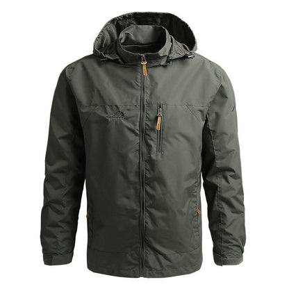 Outdoor-Jacke Herren Regulär Fit Wasserabweisend Verstellbare Kapuze