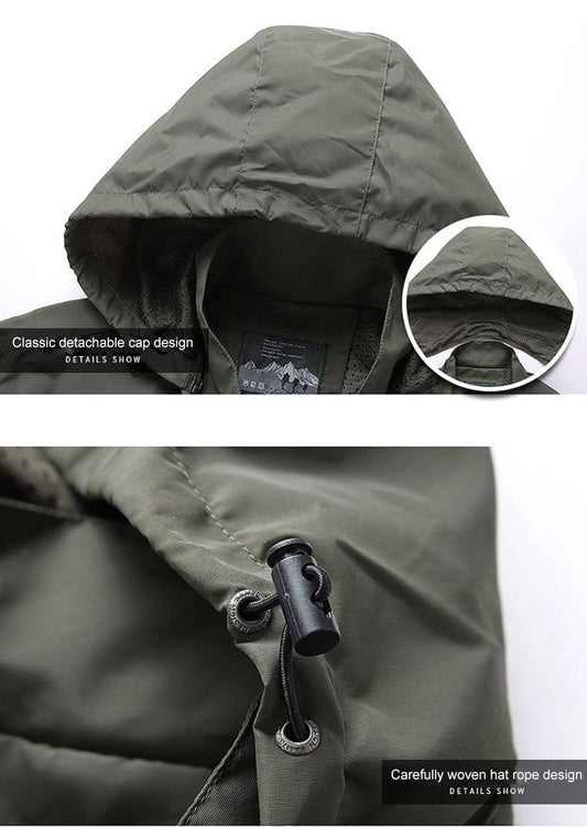 Outdoor-Jacke Herren Regulär Fit Wasserabweisend Verstellbare Kapuze - Norvielle