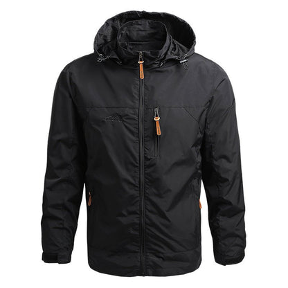 Outdoor-Jacke Herren Regulär Fit Wasserabweisend Verstellbare Kapuze