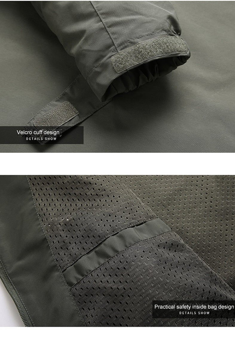 Outdoor-Jacke Herren Regulär Fit Wasserabweisend Verstellbare Kapuze