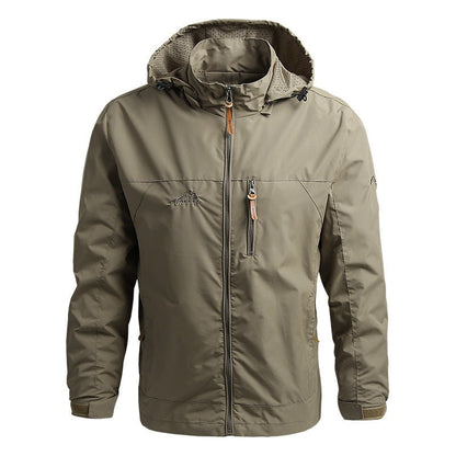 Outdoor-Jacke Herren Regulär Fit Wasserabweisend Verstellbare Kapuze