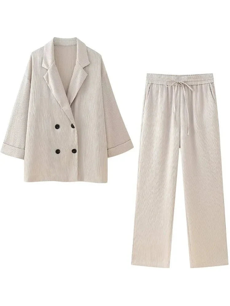 Herren Zweiteiler Anzug Blazer Weite Hose Modern