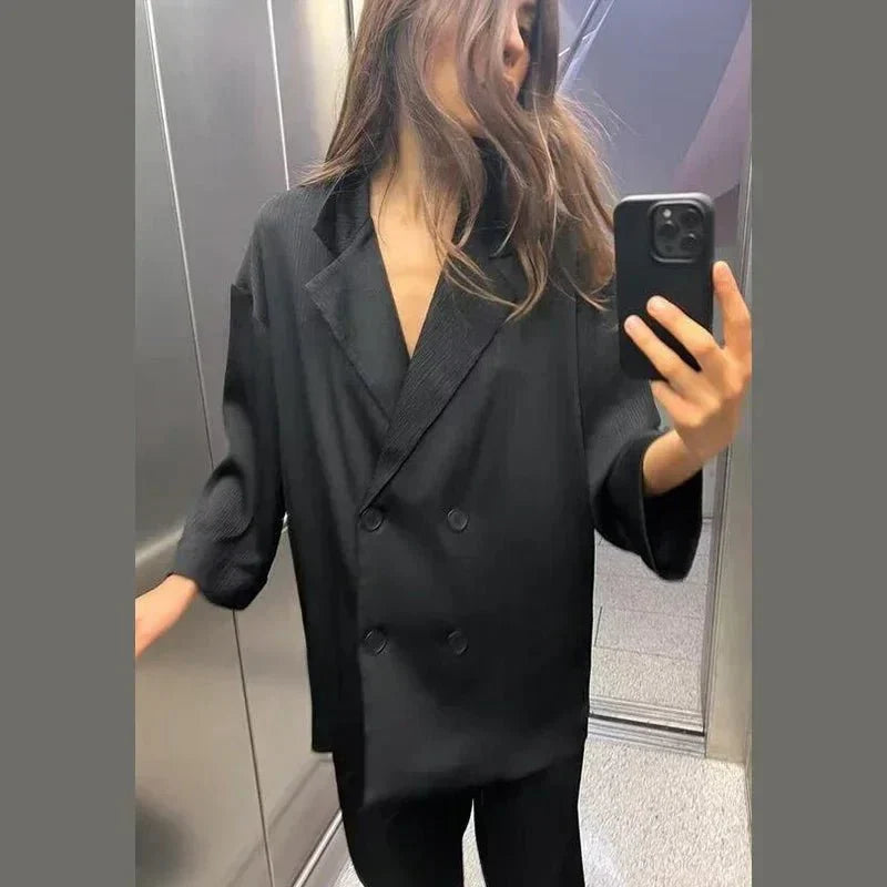 Herren Zweiteiler Anzug Blazer Weite Hose Modern