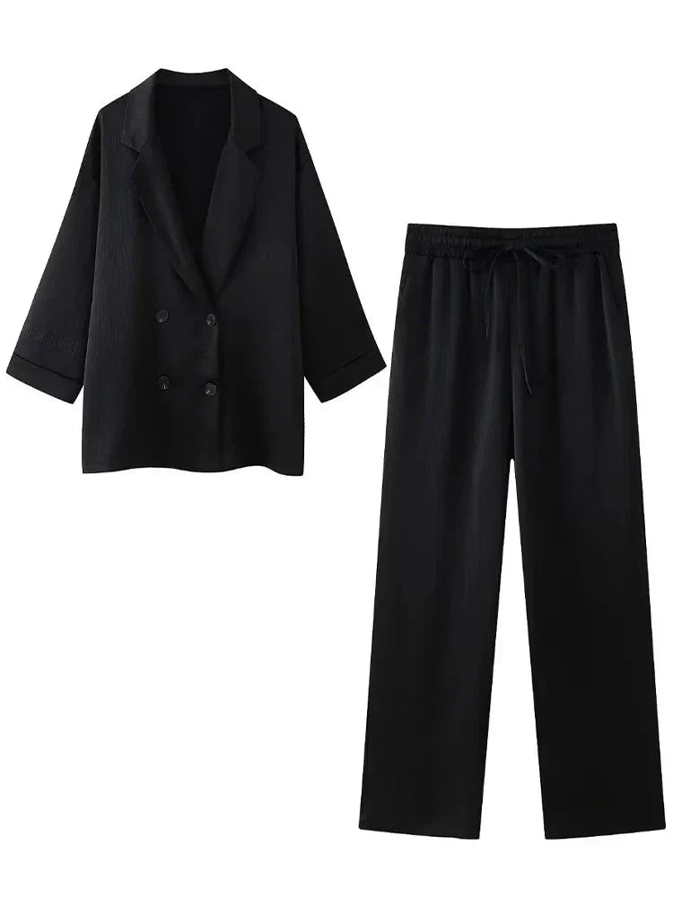Herren Zweiteiler Anzug Blazer Weite Hose Modern