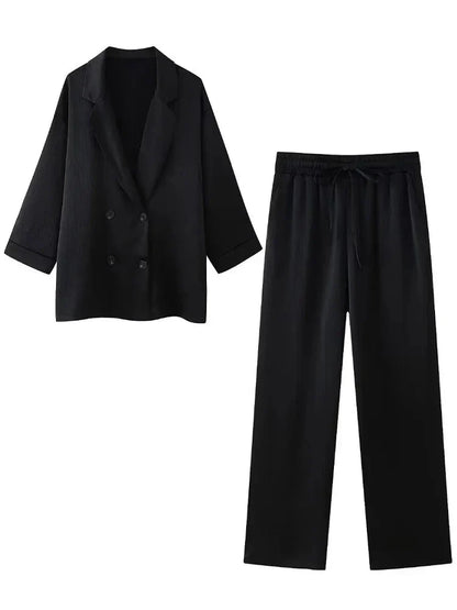 Herren Zweiteiler Anzug Blazer Weite Hose Modern
