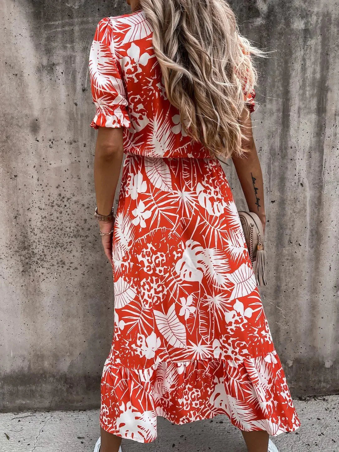 Damen Sommerkleid Geblümt Knopfleiste Schlitz Bequem