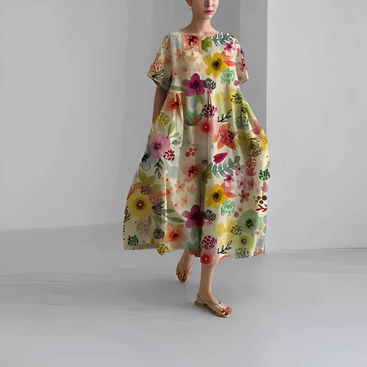 Damen Maxikleid Blumenmuster Leicht Frühjahr