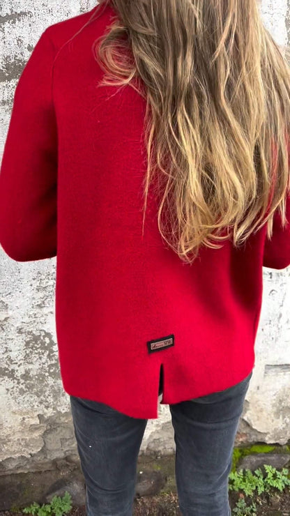 Damen Cardigan Strick Reverskragen Taschen Eleganz