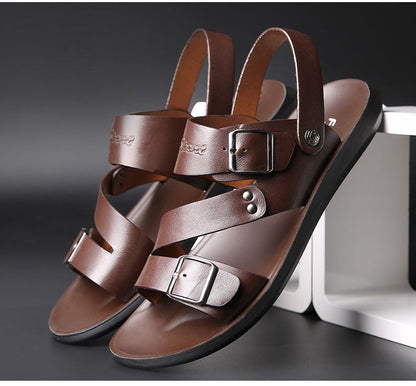 Nathan Damen Klassische Sandalen mit Schnalle Leder