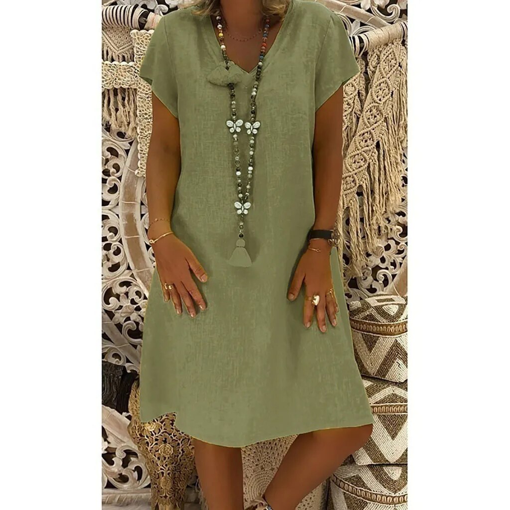 Damen Kleid Bequem Leicht Locker
