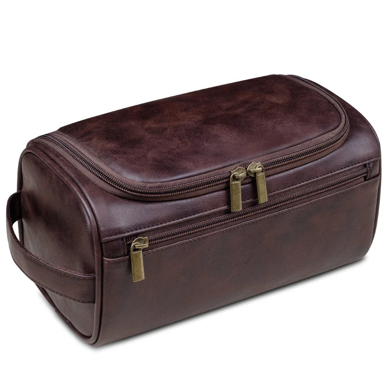 Leder Kulturbeutel 25x13x13cm Wasserabweisend Mit Metallhaken