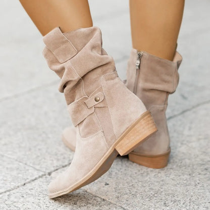 Damen Stiefeletten Weicher Schaft Schlupfform