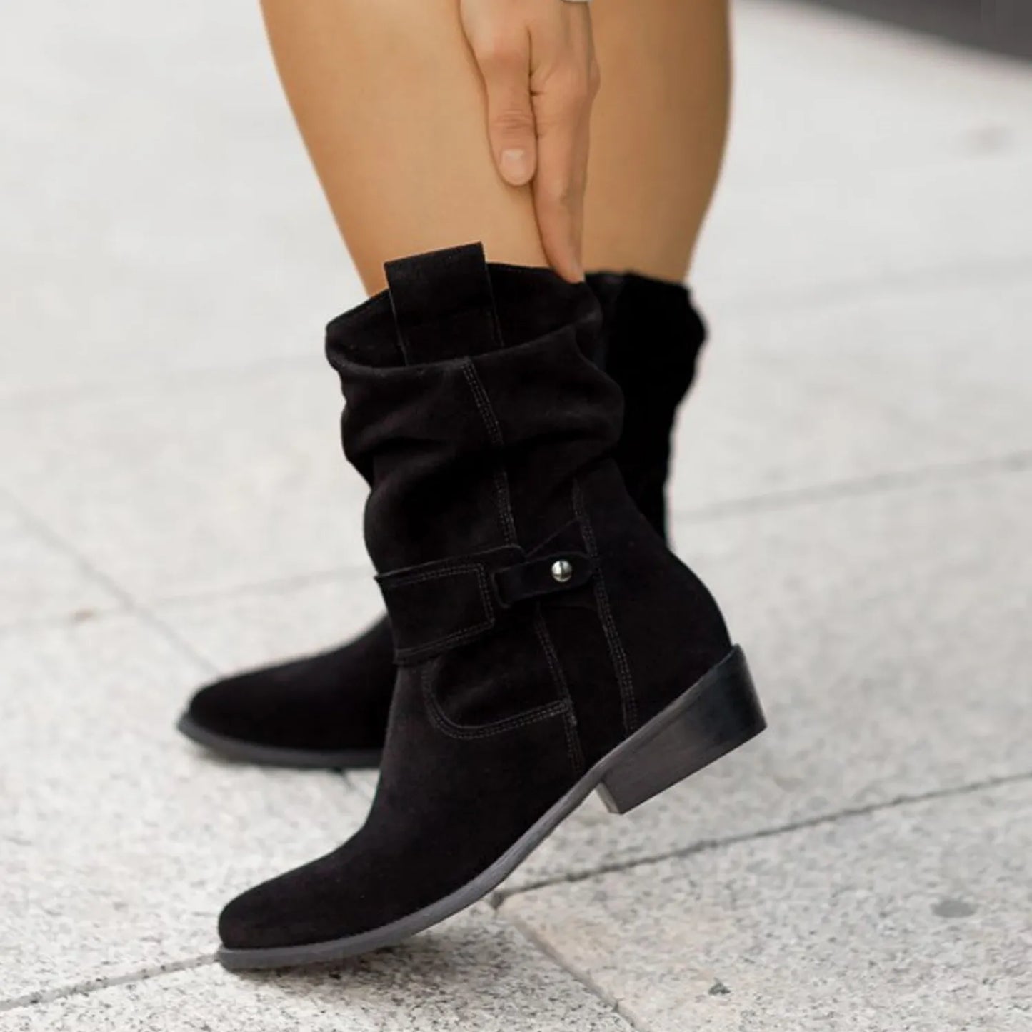 Damen Stiefeletten Weicher Schaft Schlupfform