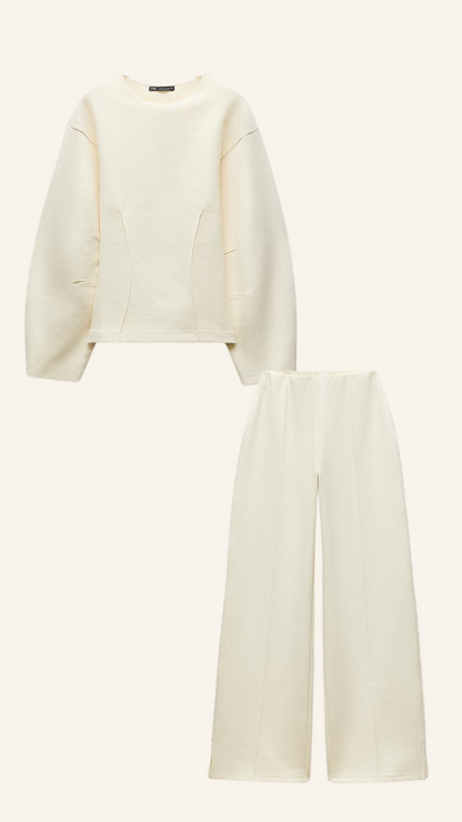 Damen Oversized Set Weite Bein Klarer Schnitt - Norvielle