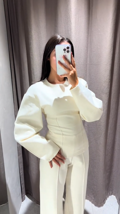Damen Oversized Set Weite Bein Klarer Schnitt