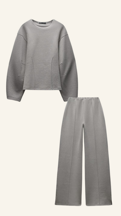 Damen Oversized Set Weite Bein Klarer Schnitt