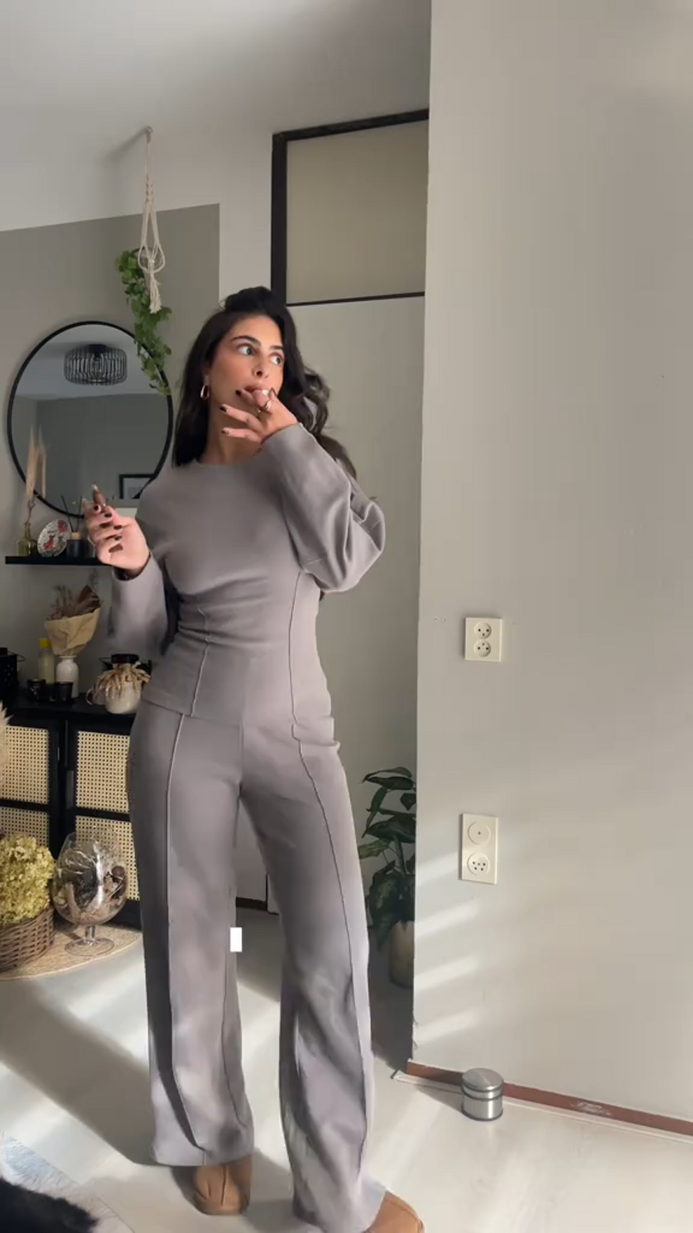 Damen Oversized Set Weite Bein Klarer Schnitt