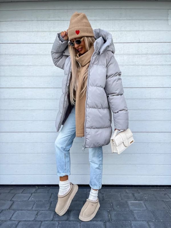 Damen Pufferjacke Oversized mit Stepp-Design und hohem Kragen
