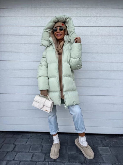 Damen Pufferjacke Oversized mit Stepp-Design und hohem Kragen