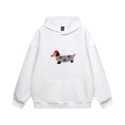 Damen Hoodie Dackelmotiv Oversize Grau
