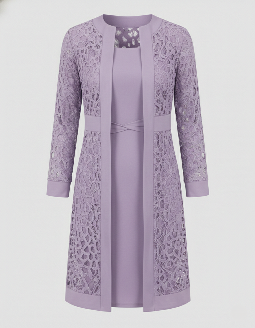 Elegantes Damen Spitzenkleid Cardigan