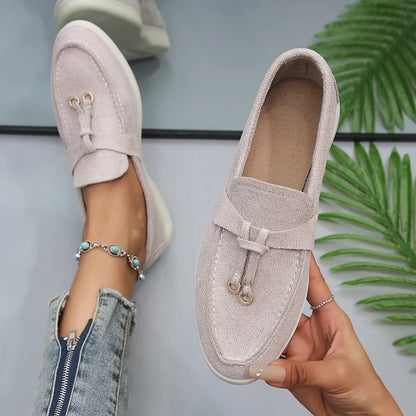 Damen Loafers Bequem Leder