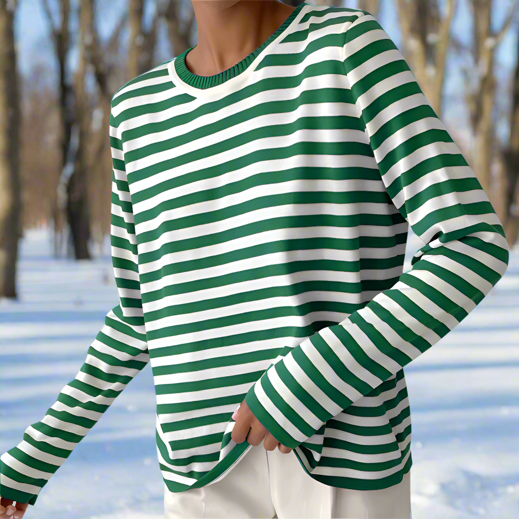 Damen Langarmshirt Lässig Gestreift