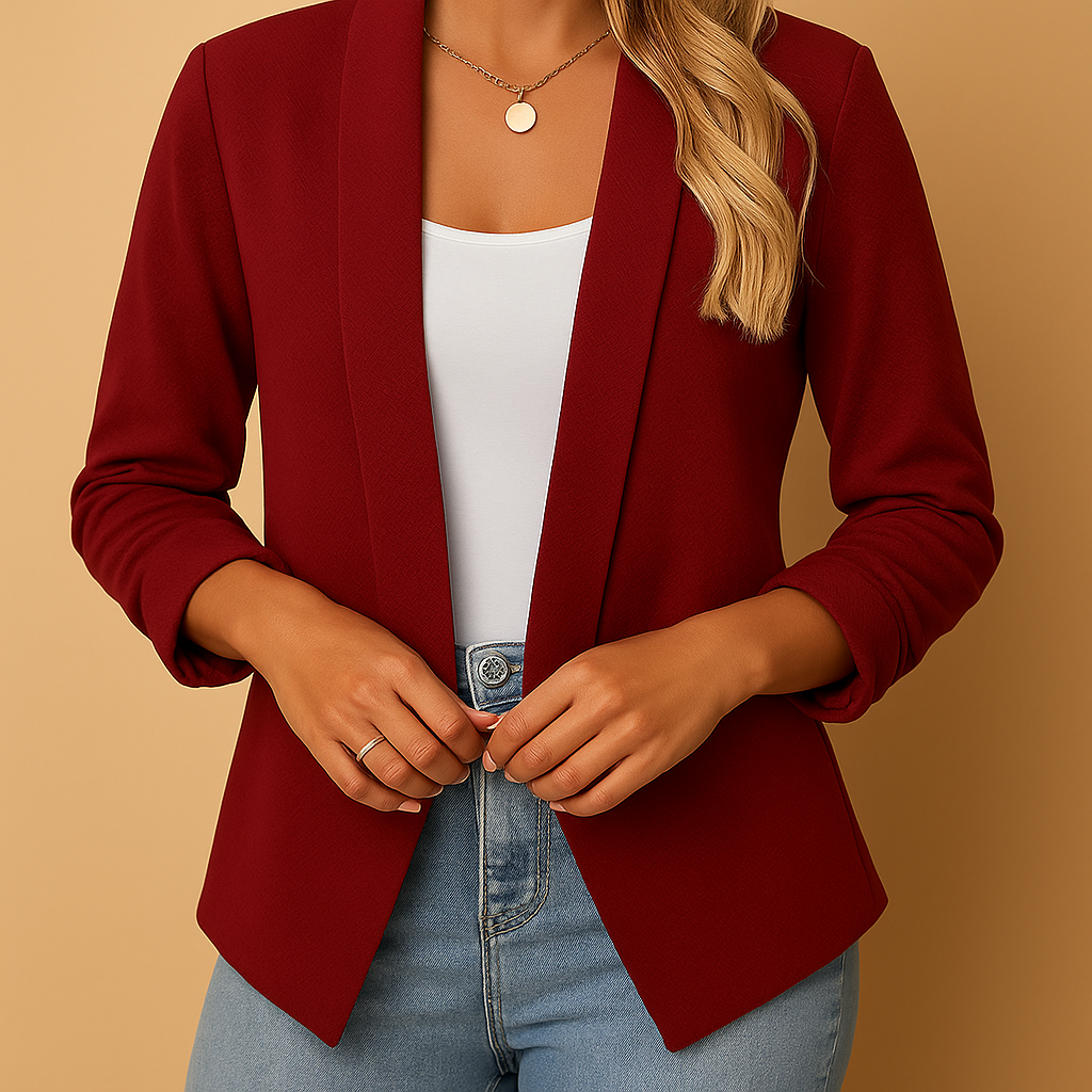 Damen Blazer Offene Front Strukturiert