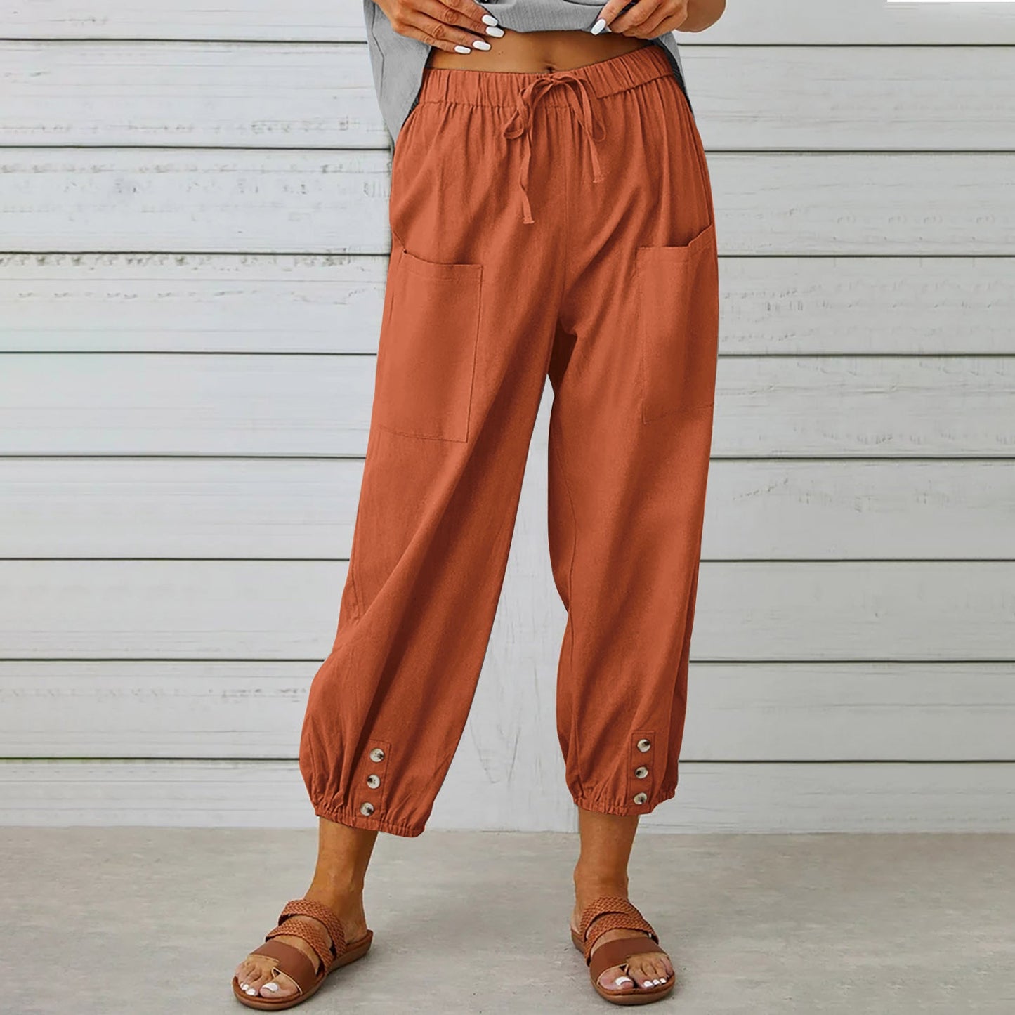 Damen Cargo Hose Tunnelzug Bein