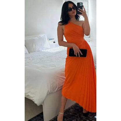 Elegante Damen Abendkleid Ein-Schulter Taillierte Falten