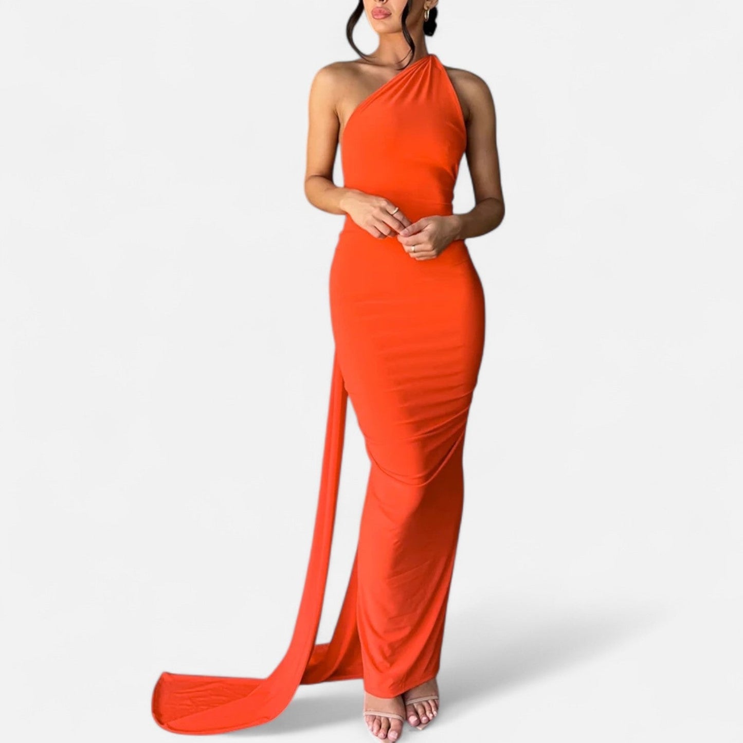 Damen Maxikleid Ein-Schulter-Neckholder