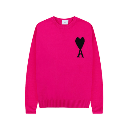 Damen Pullover Herzmotiv Weich Rosa