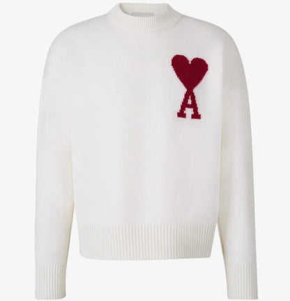 Damen Pullover Herzmotiv Weich Rosa
