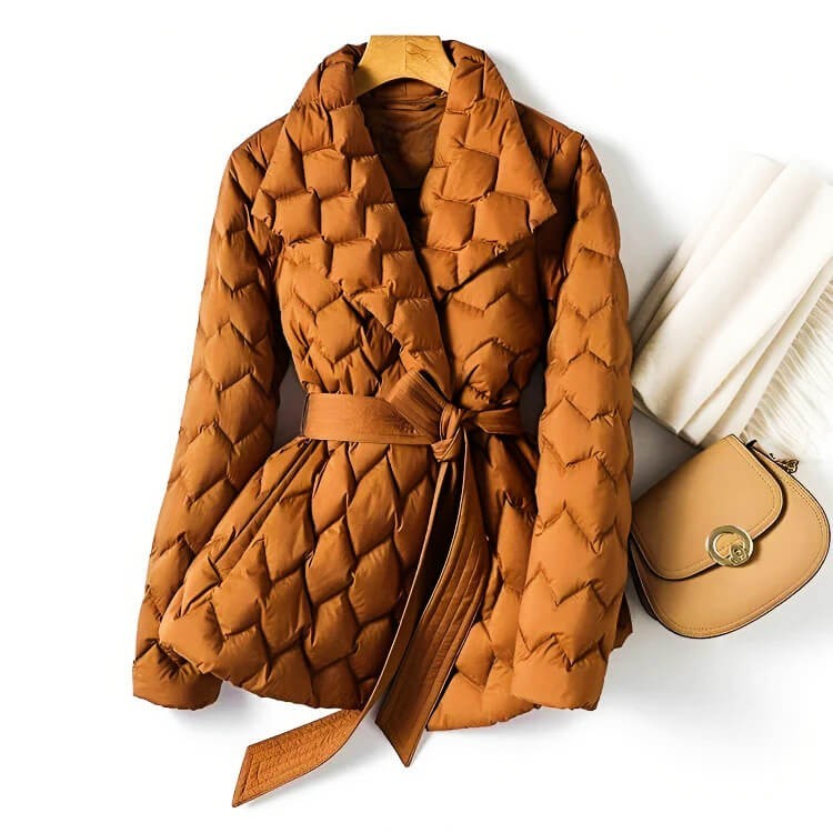 Damen Gürtel für Puffer Mantel Steppgesteppt Schwarz - Norvielle